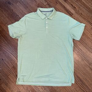 Men’s Puma Golf Green & White Pin Striped Collared Polo Shirt - XL
